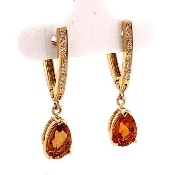 Citrine Diamond Earrings 14k Gold 3.79 TCW Women Certified $1,490 820452 - Picture 5 of 9